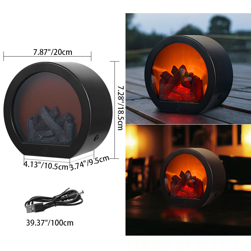 Contemporary Retro LED Table Lamp with Simulated Flame, Battery Operated
