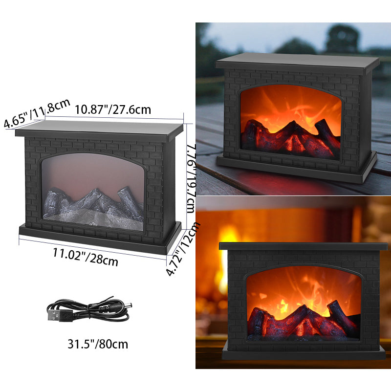 Contemporary Retro LED Table Lamp with Simulated Flame, Battery Operated