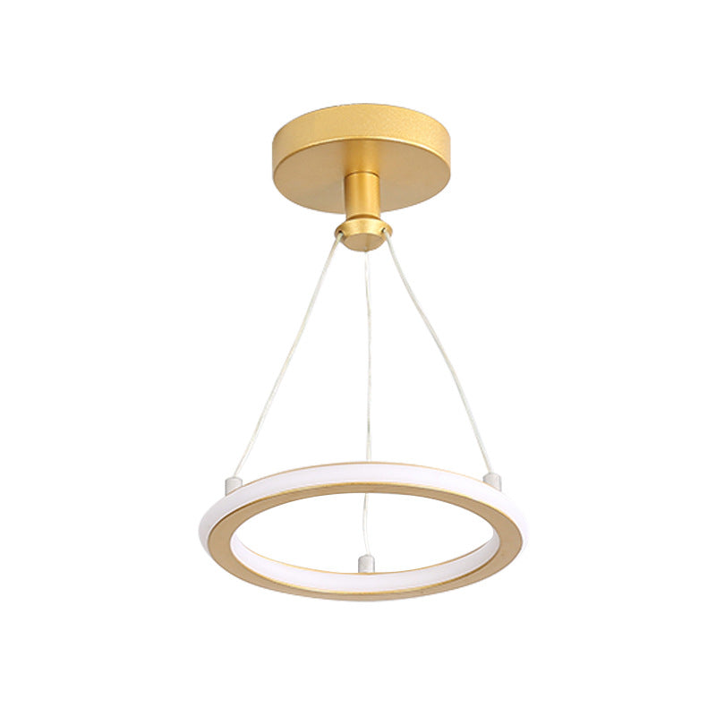 Contemporary Nordic Round Metal LED Ceiling Light in Gold or Black
