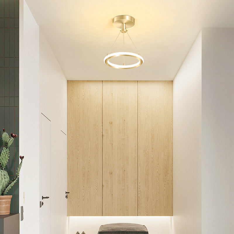 Contemporary Nordic Round Metal LED Ceiling Light in Gold or Black