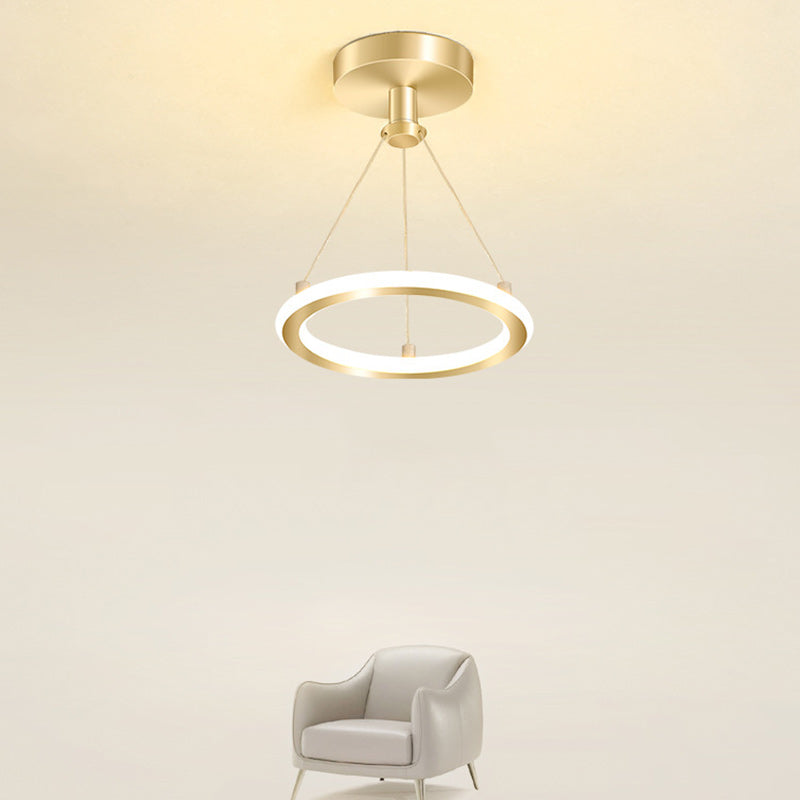 Contemporary Nordic Round Metal LED Ceiling Light in Gold or Black
