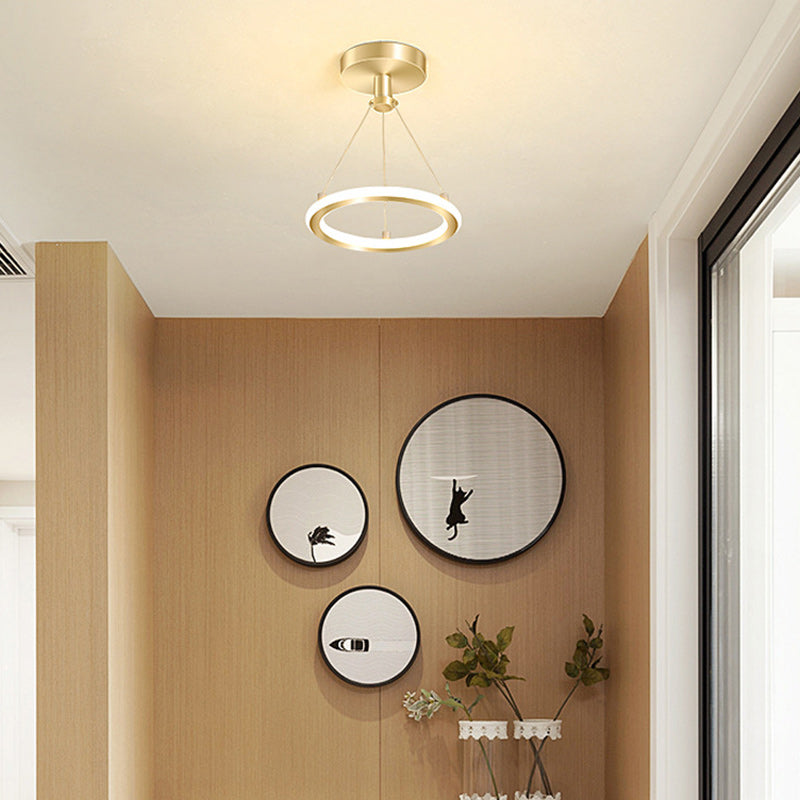 Contemporary Nordic Round Metal LED Ceiling Light in Gold or Black