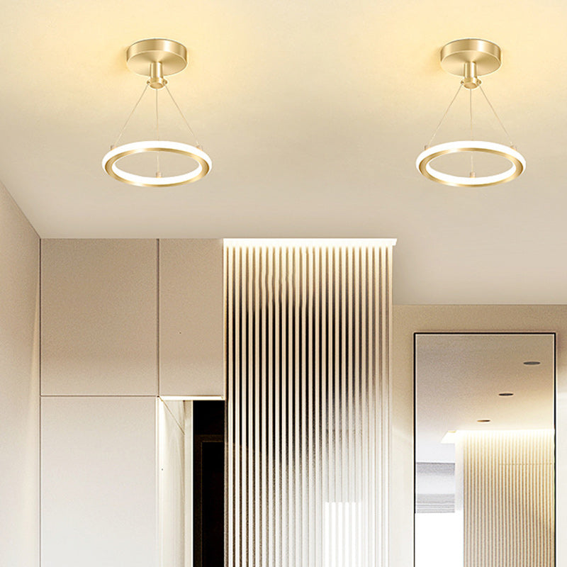 Contemporary Nordic Round Metal LED Semi-Flush Mount Ceiling Light