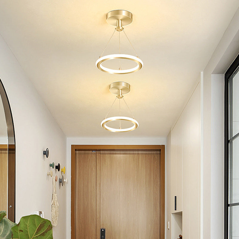 Contemporary Nordic Round Metal LED Ceiling Light in Gold or Black