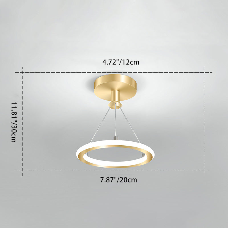 Contemporary Nordic Round Metal LED Ceiling Light in Gold or Black