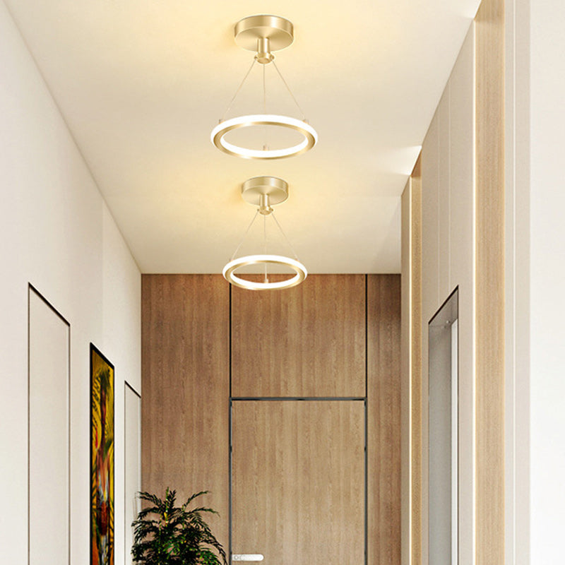 Contemporary Nordic Round Metal LED Semi-Flush Mount Ceiling Light