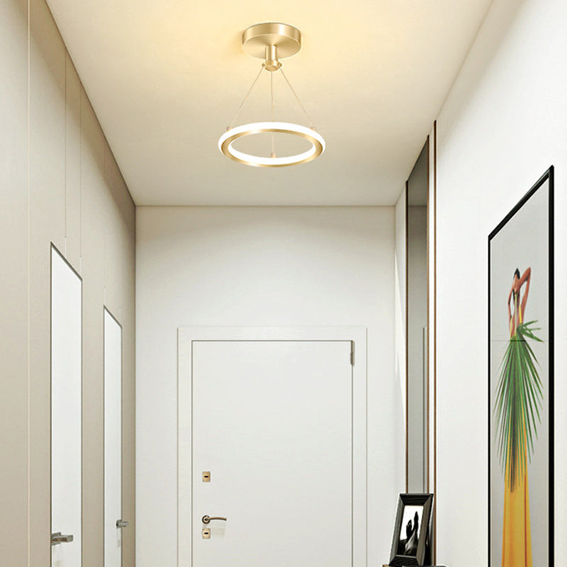 Contemporary Nordic Round Metal LED Semi-Flush Mount Ceiling Light