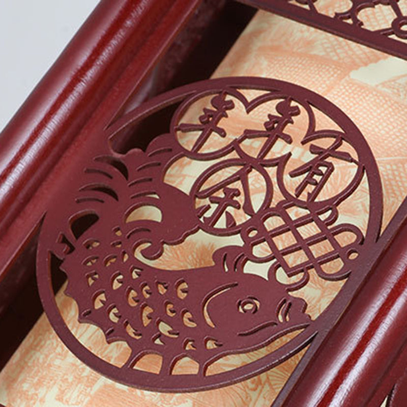 Traditional Chinese Carved Fish Pendant Lamp - 1-Light Hanging Light in Warm Brown