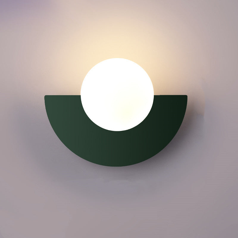 Modern Minimalist Glass Globe Wall Sconce with Semi-Circle Base