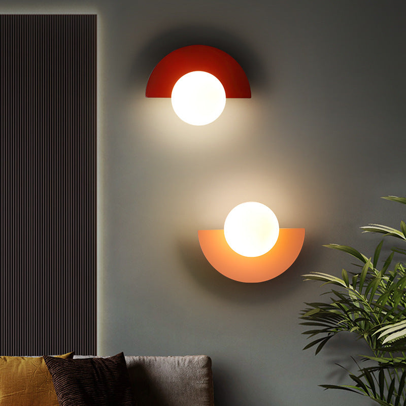 Modern Minimalist Glass Globe Wall Sconce with Semi-Circle Base