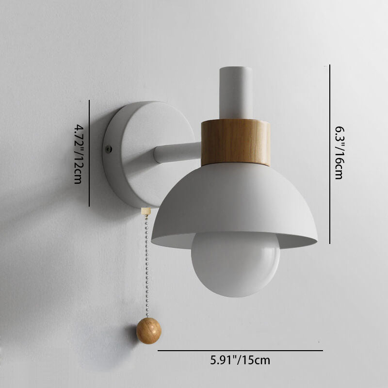 Nordic Macaron Globe Wall Sconce with Wooden Accent