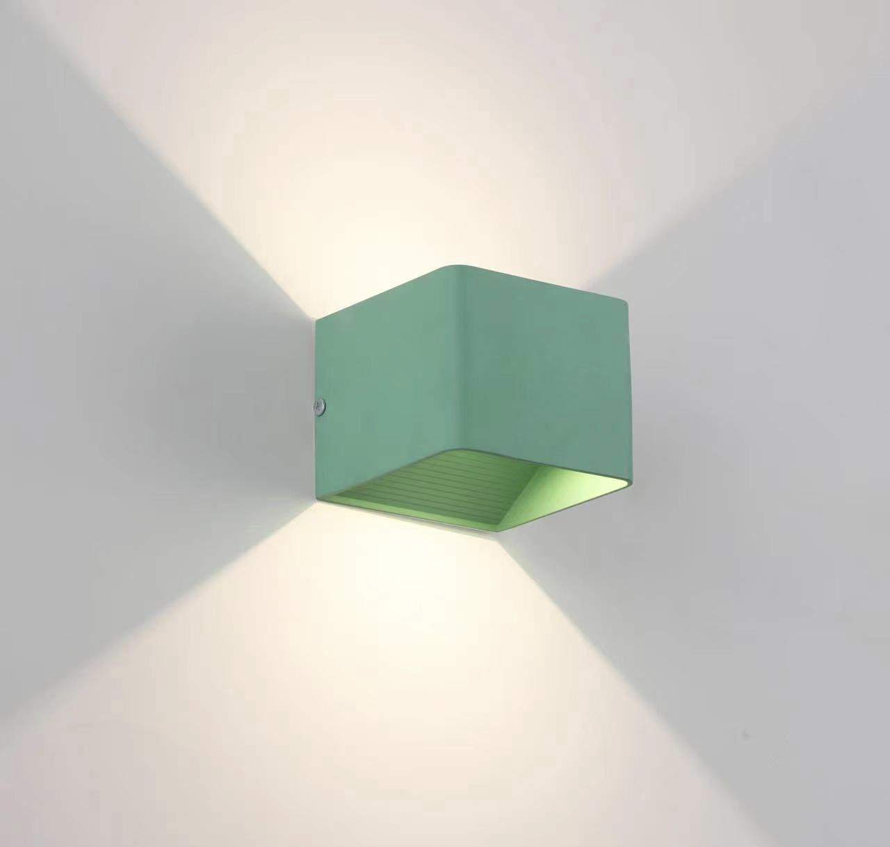 Modern Square Wall Light in Black, White, or Green