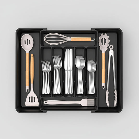 Extra Large Expandable Silverware Organizer BPA-Free Cutlery Tray