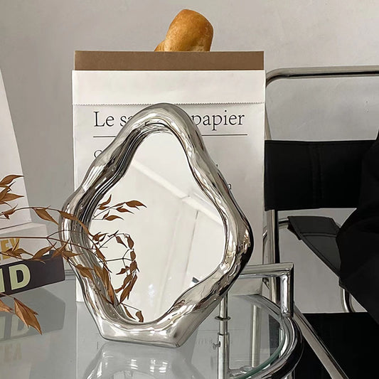 Nordic Silver Zigzag Wall Mirror