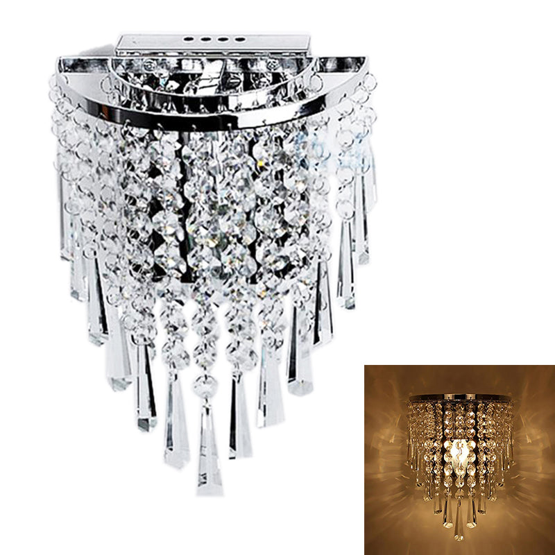 Modern Chrome Wall Sconce with Crystal Drops