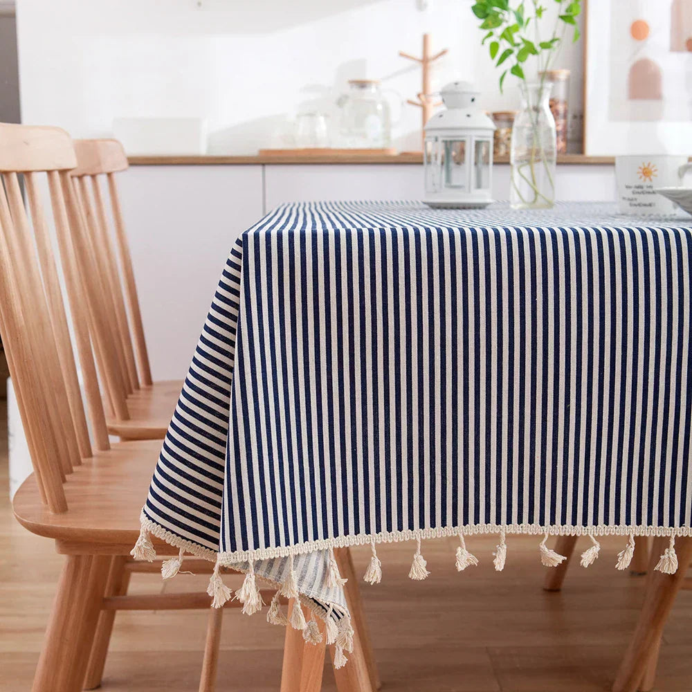 Cotton-Linen Daisy Tablecloth for Rustic Dining