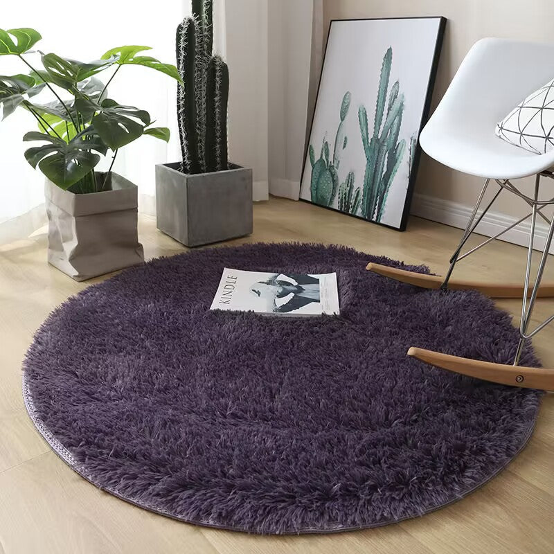 Plush White Round Area Rug with Non-Slip Backing