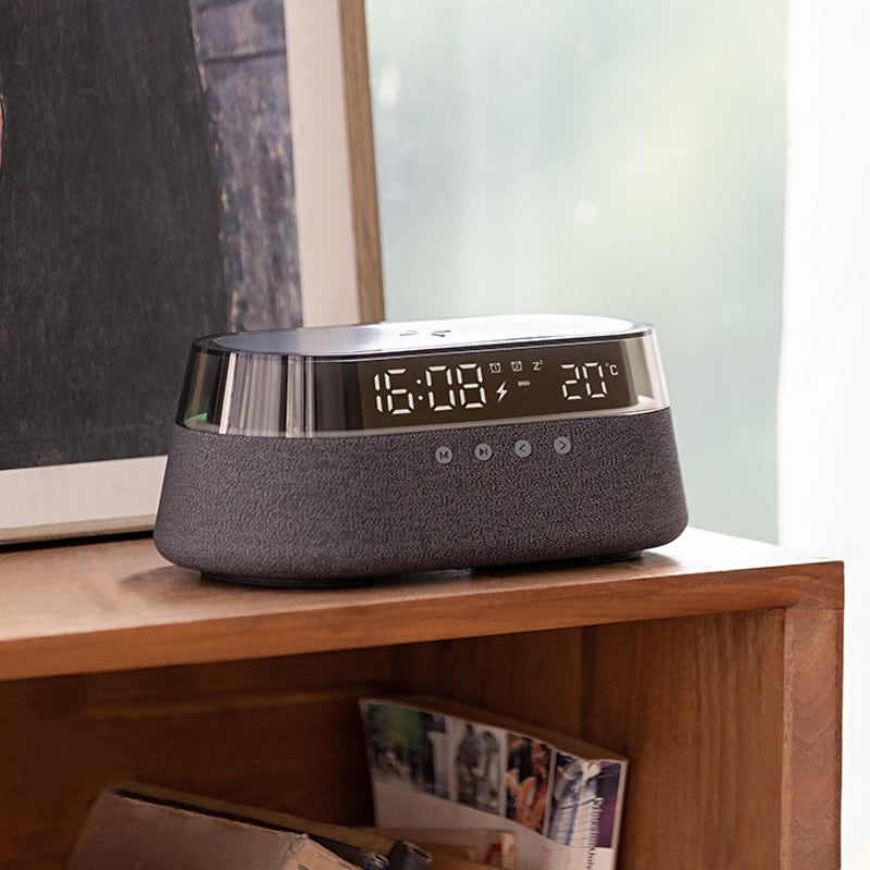 Wireless Charging Alarm Clock Bluetooth Speaker with Night Light and Temperature Display