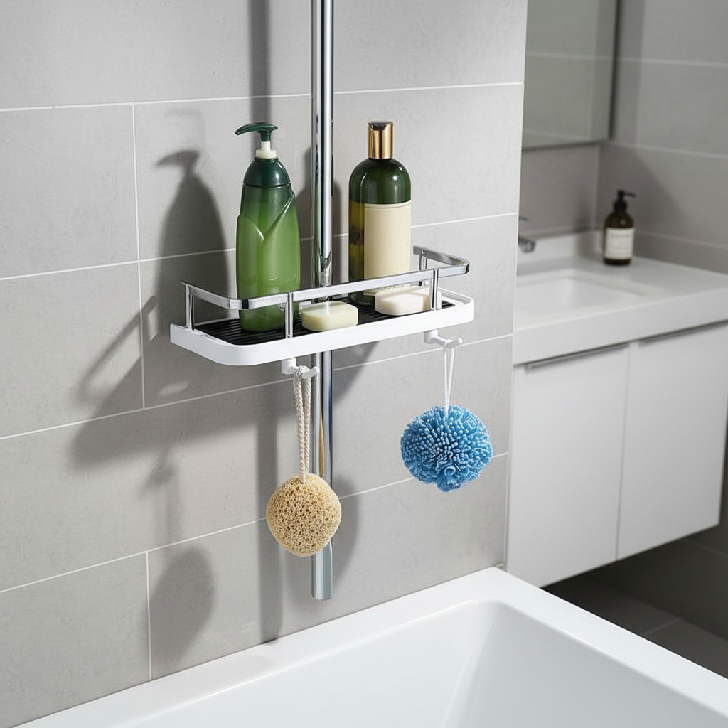 Suction Cup Shower Shelf - Modern Bathroom Organizer