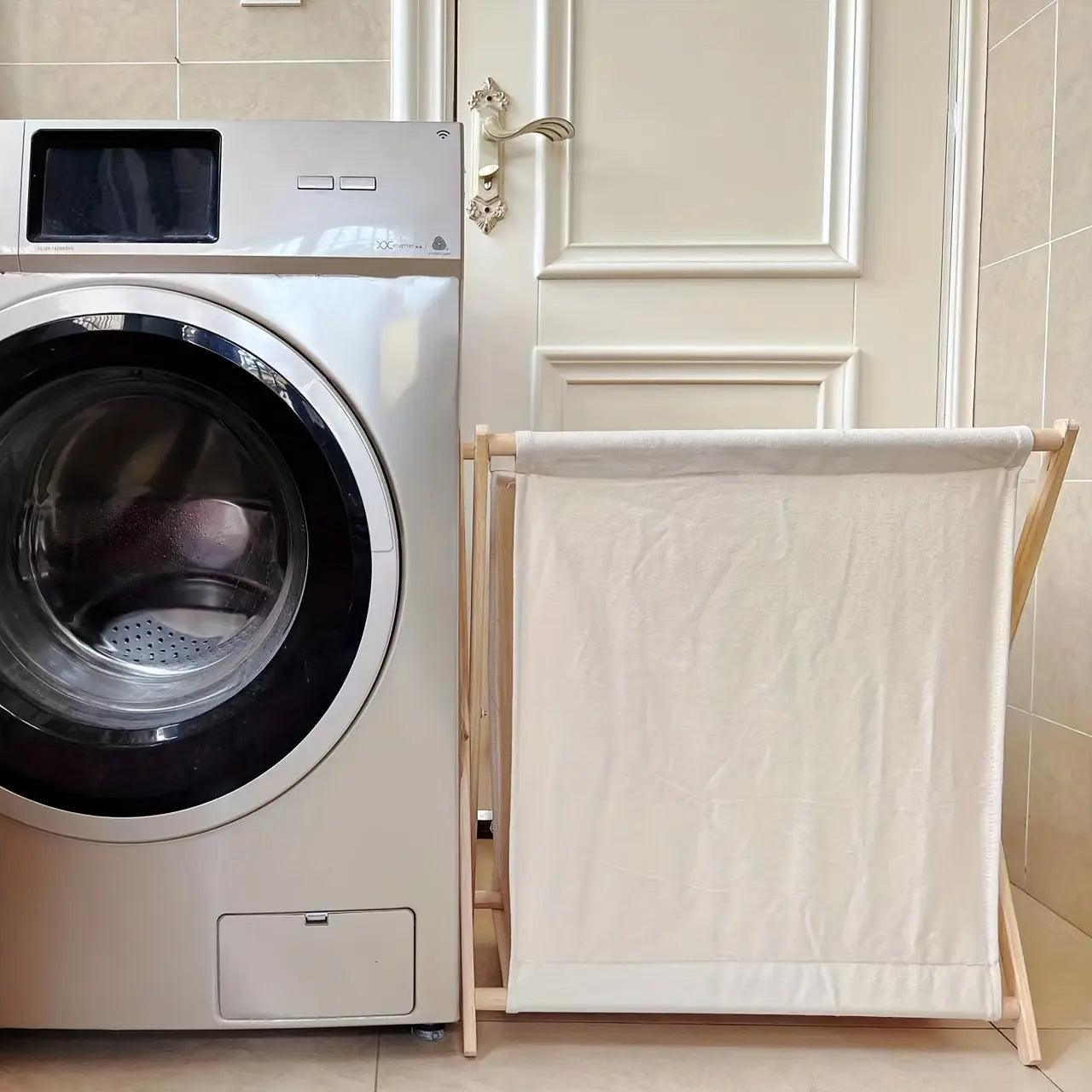 Solid Wood Laundry Basket - Modern Design