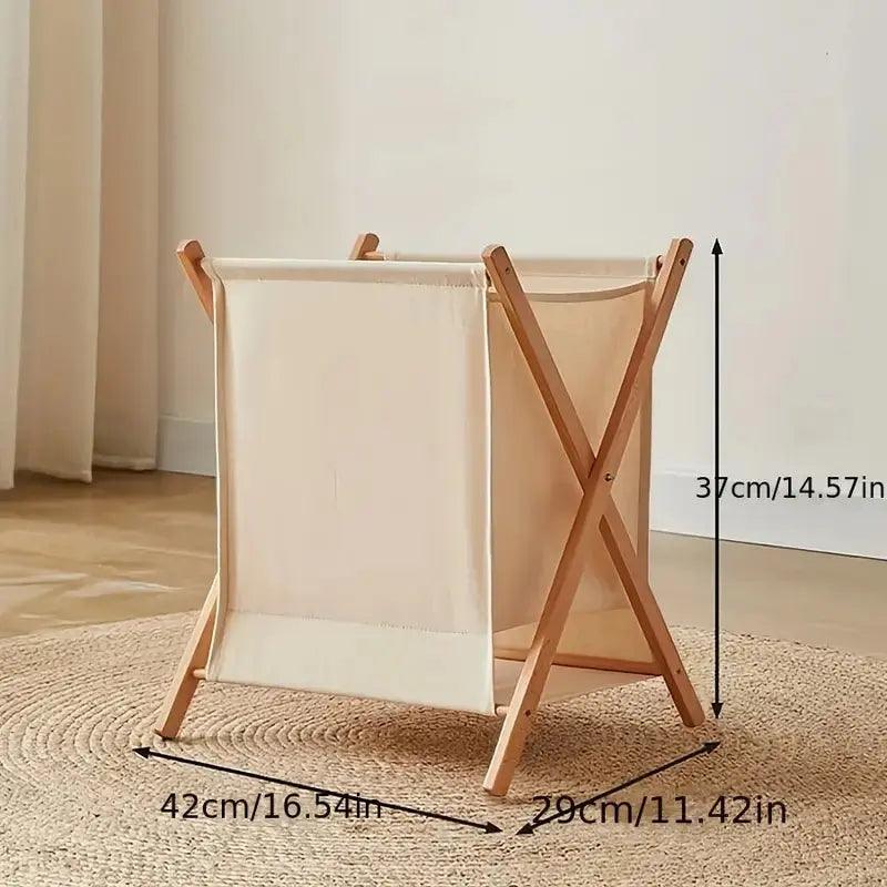 Solid Wood Laundry Basket - Modern Design