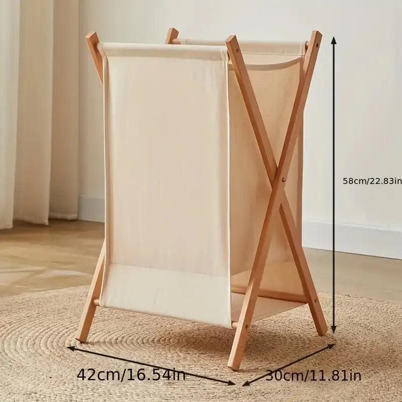 Solid Wood Laundry Basket - Modern Design