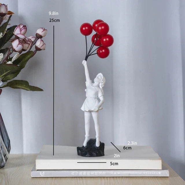 Girl with Balloon Sculpture in Banksy Style for Creative Home Decor