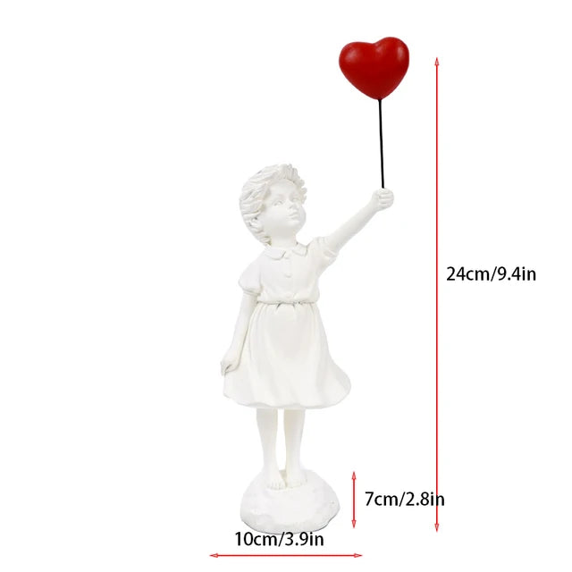 Girl with Balloon Sculpture in Banksy Style for Creative Home Decor