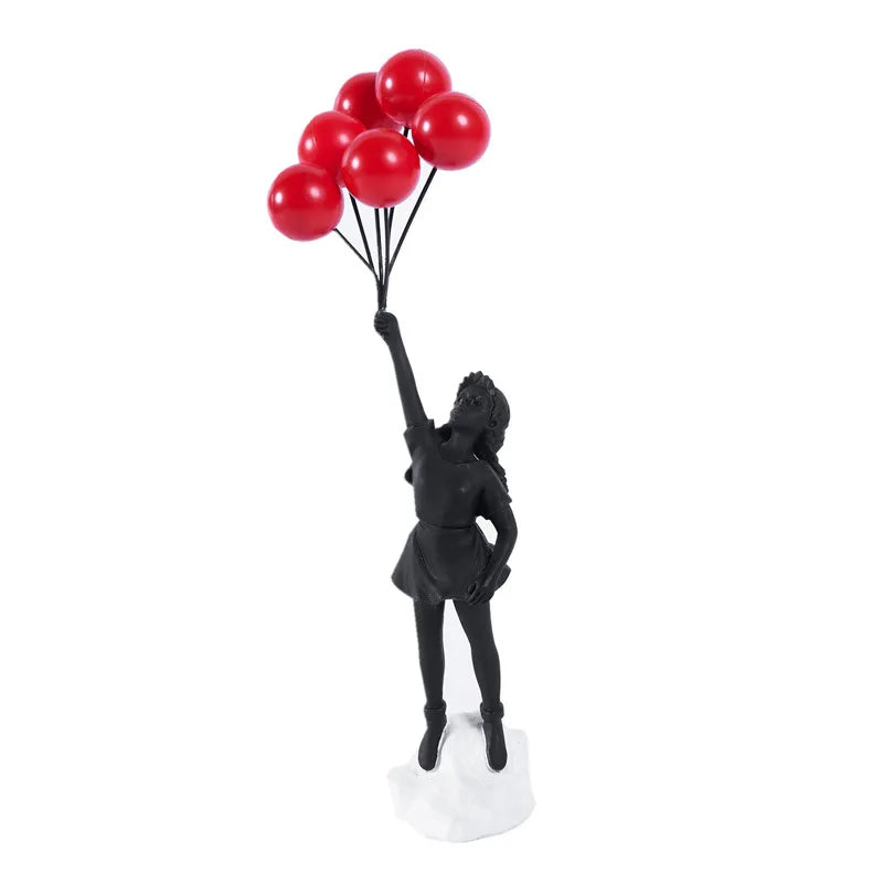 Girl with Balloon Sculpture in Banksy Style Resin Art