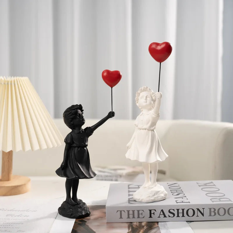 Girl with Balloon Sculpture in Banksy Style for Creative Home Decor