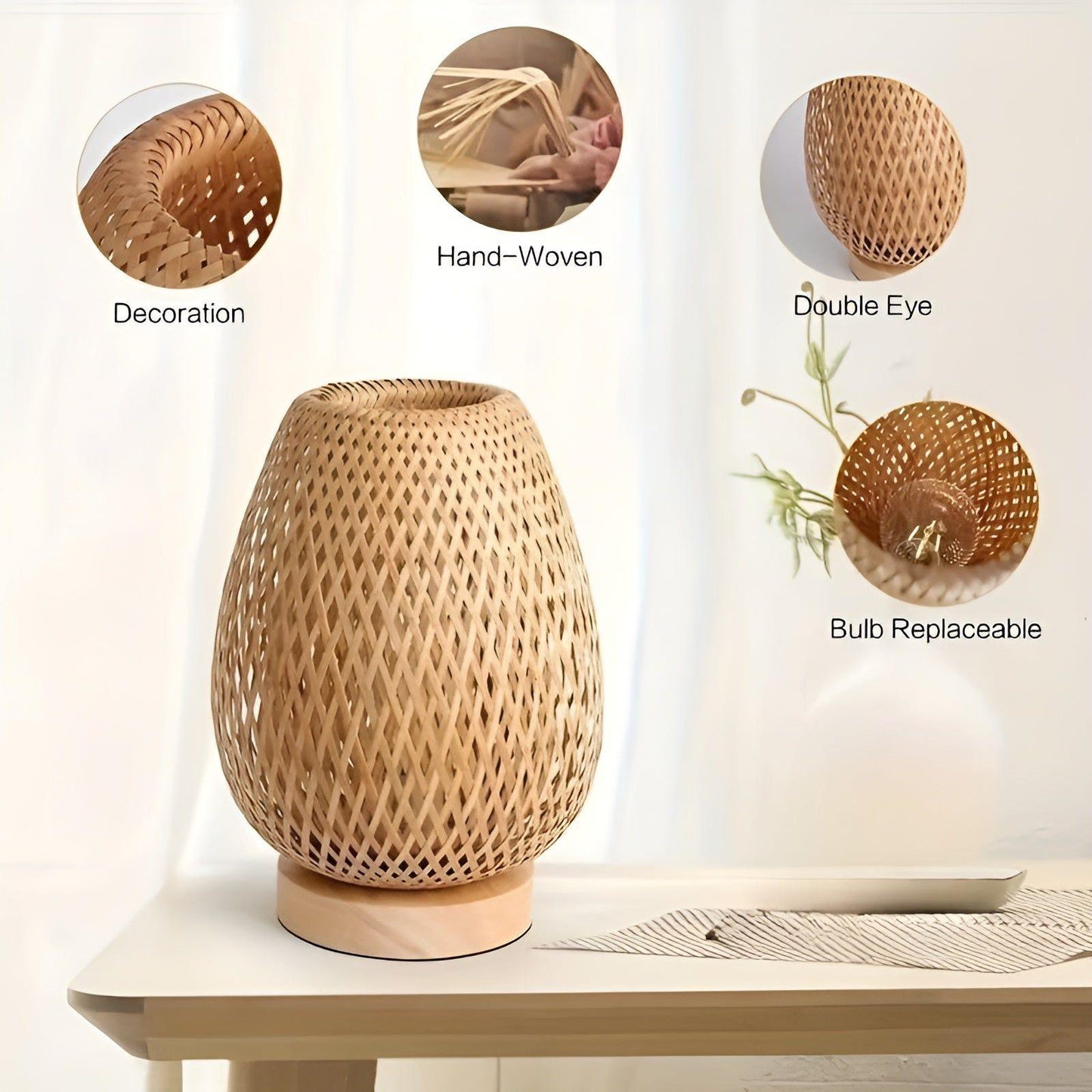 Bamboo USB Table Lamp - Eco-Friendly Uplight for Home