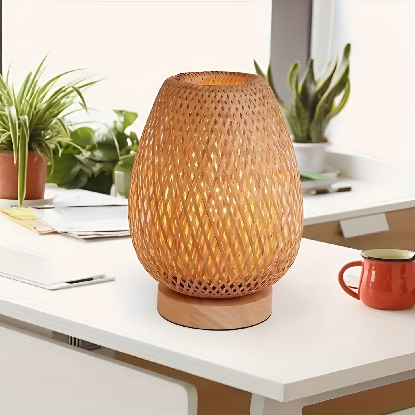 Eco-Friendly Bamboo Table Lamp with USB Power