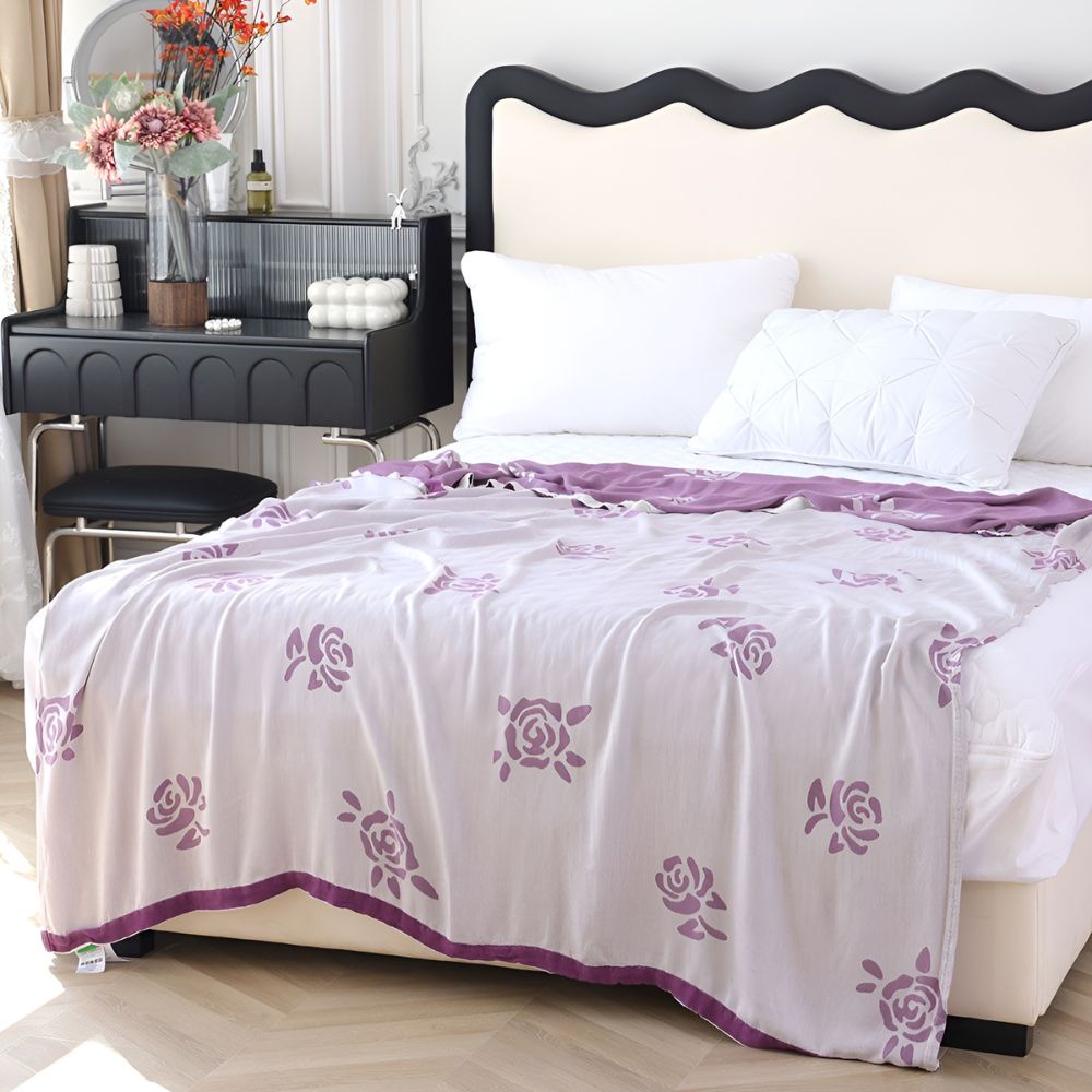 Bamboo Fiber Floral Cooling Blanket