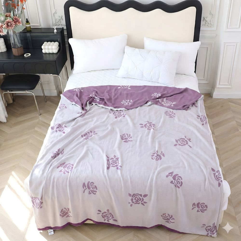 Bamboo Fiber Floral Cooling Blanket