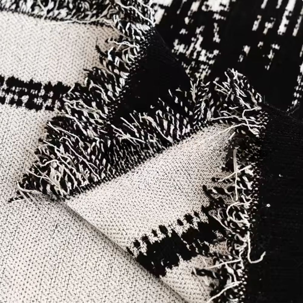 Bamboo Print Chenille Sofa Cover with Fringed Edges