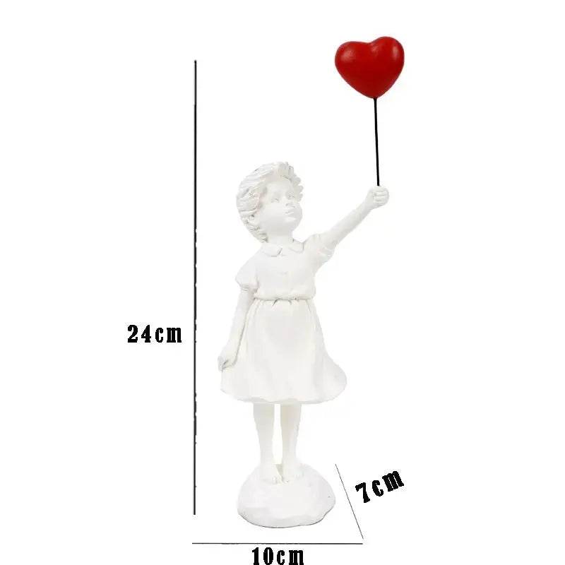 Flying Balloon Girl Statue in Resin