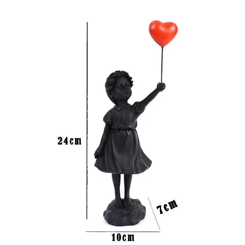 Flying Balloon Girl Statue in Resin