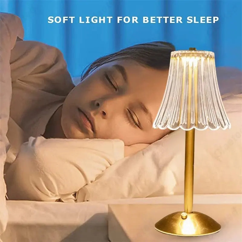 Chic Wireless Table Lamp with Crystal Design and 3-Way Dimming
