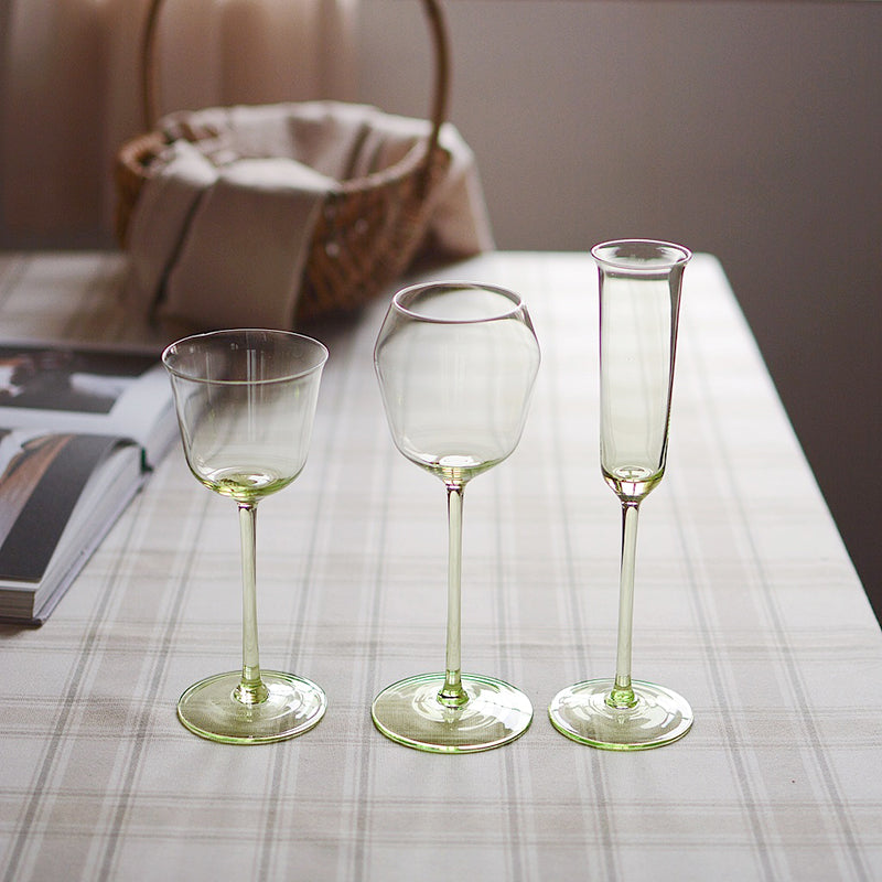 Mouth-Blown Lime Green Champagne Glass