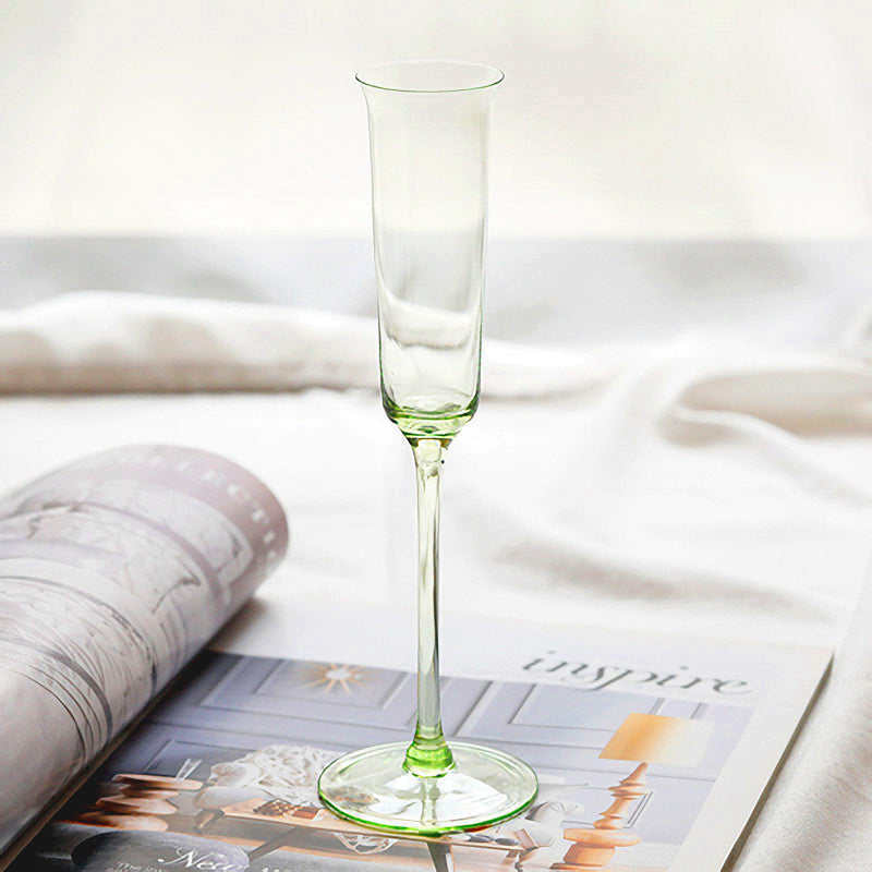 Mouth-Blown Lime Green Champagne Glass