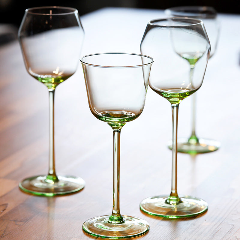 Mouth-Blown Lime Green Borosilicate Wine Glass