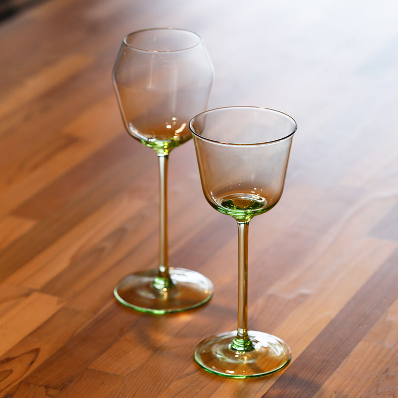 Mouth-Blown Green Borosilicate Wine Glass