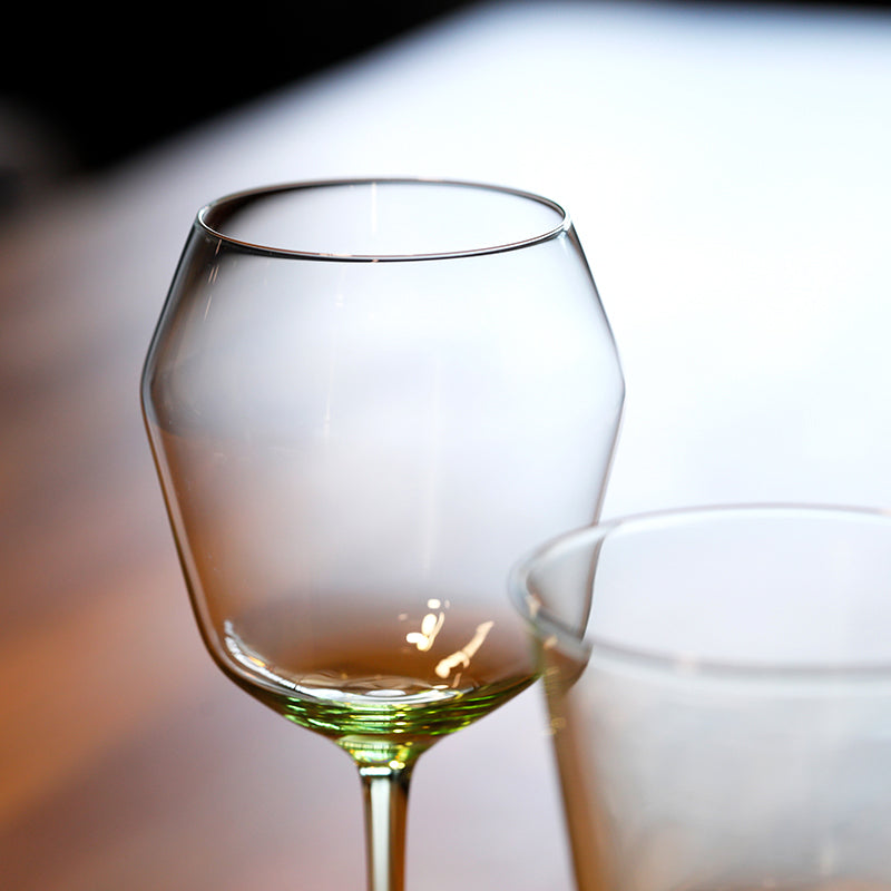 Mouth-Blown Lime Green Borosilicate Wine Glass