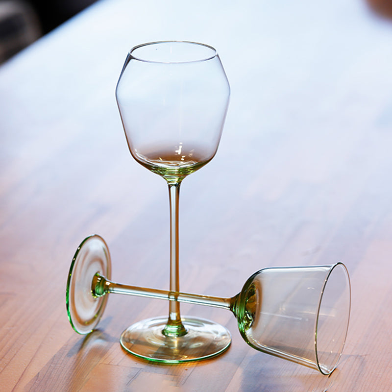 Mouth-Blown Lime Green Borosilicate Wine Glass