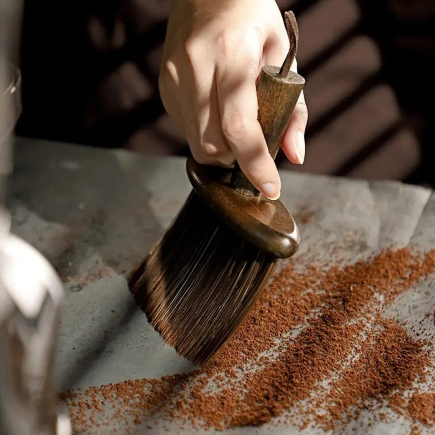Wooden Coffee Cleaning Brush with Ergonomic Beech Handle
