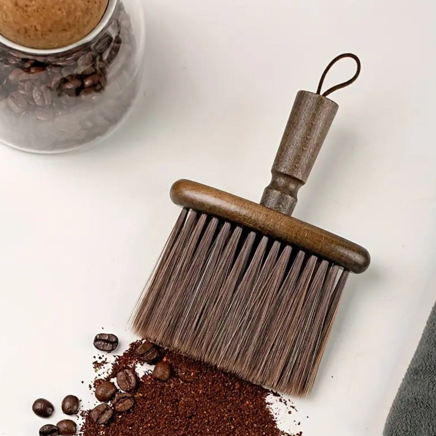 Wooden Coffee Cleaning Brush with Ergonomic Beech Handle