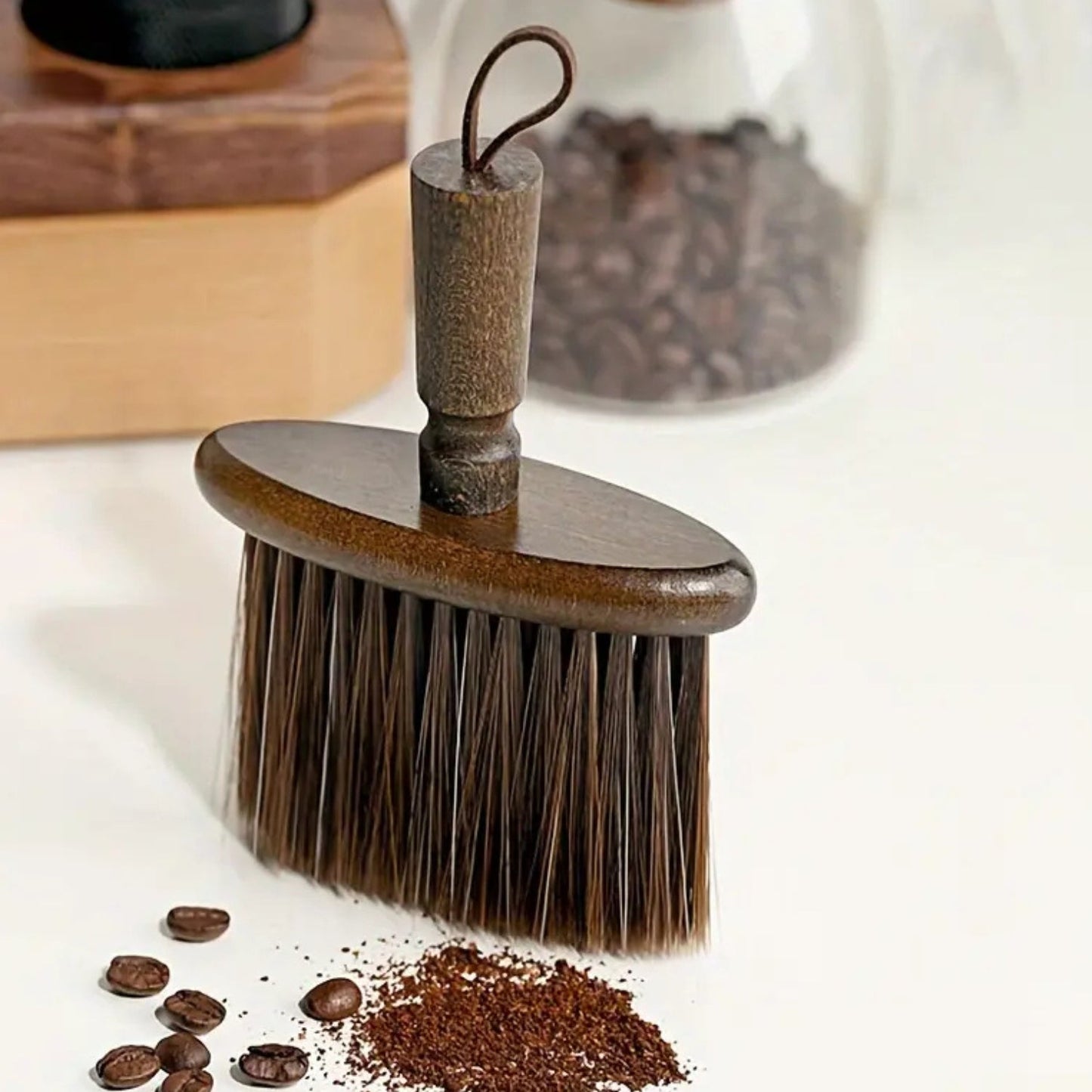 Wooden Coffee Cleaning Brush with Ergonomic Beech Handle