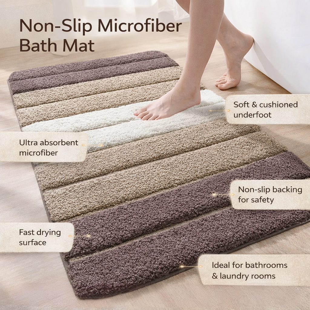 Ultra Absorbent Non-Slip Microfiber Bath Mat
