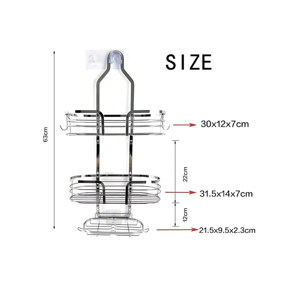 Three Tier Wall-Mounted Shower Organizer Caddy