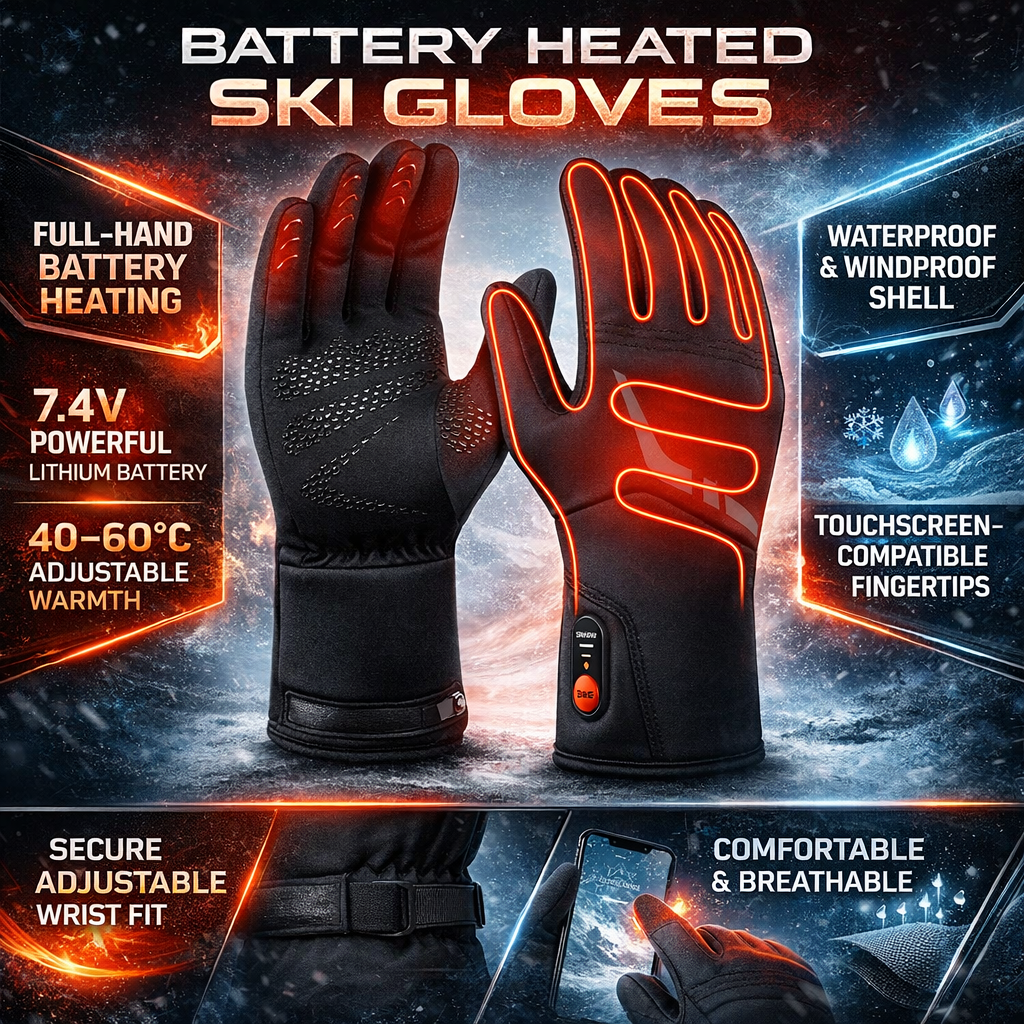 Battery Heated Waterproof Touchscreen Winter Gloves